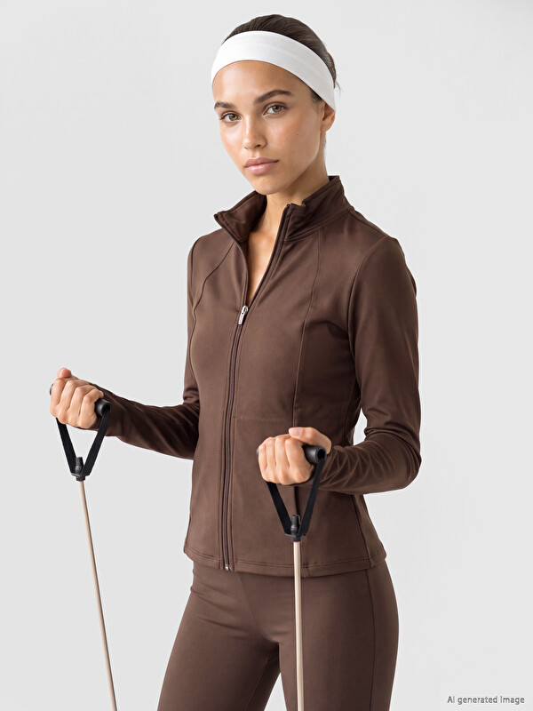 KOOR SPORT Woman Brown Zip-Up Sweatshirt