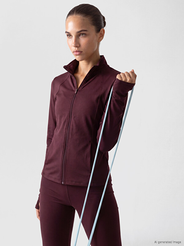KOOR SPORT Woman Plum Zip-Up Sweatshirt