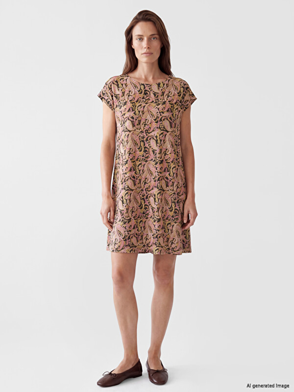 LCW Grace Crew Neck Patterned Dress