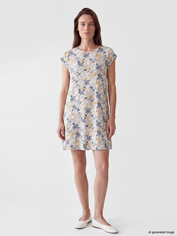 LCW Grace Crew Neck Floral Dress