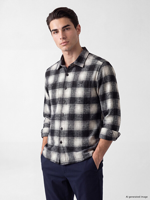 LCWAIKIKI Classic Relax Fit Ekose Gabardin Erkek Gömlek