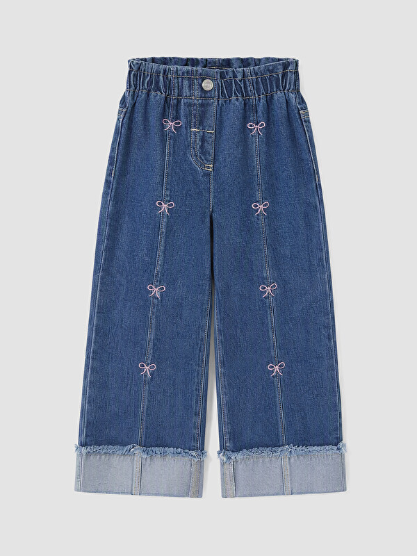 LCW Kids Bow Embroidered Wideleg Girls' Jeans