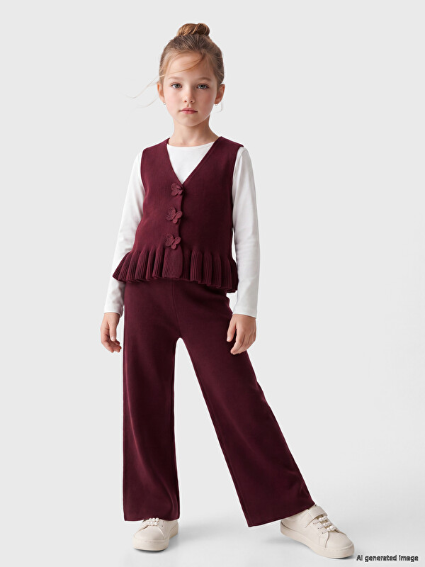 LCW Kids Тенок Трико Сет со Цветни Копчиња за Девојчиња