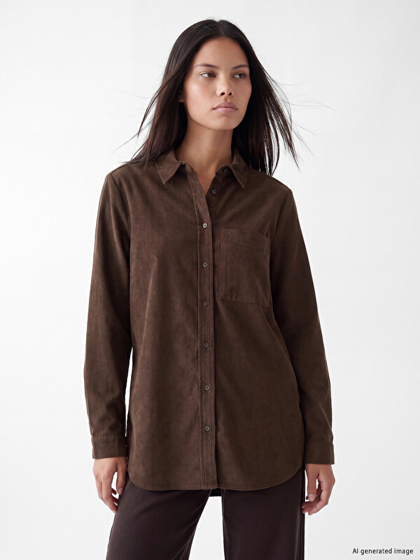 LCW Modest Women's Velvet Shirt Tunic