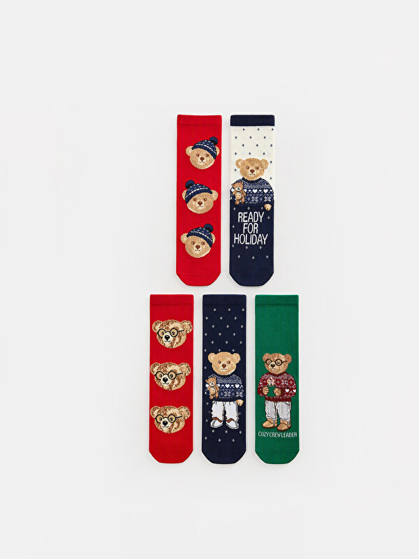 LCW Kids Bear Patterned Boys' Ankle Socks 5-pack
