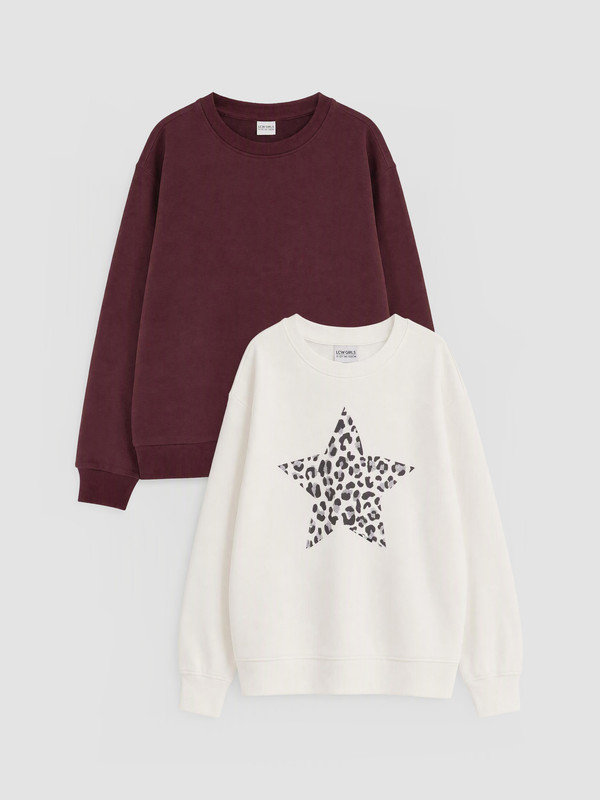 LCW Kids 2 Pack Printed Girls' Thick Sweatshirt