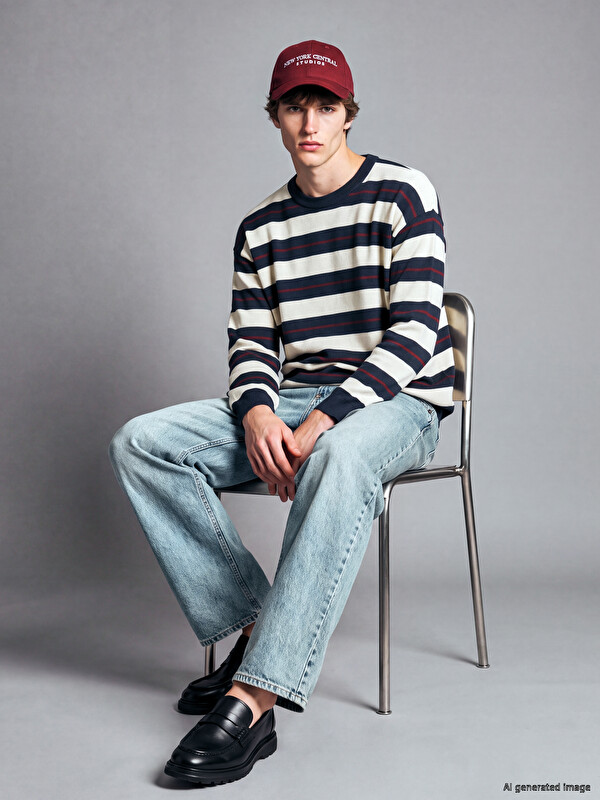 XSIDE Crew Neck Striped Men's Knitwear Sweater