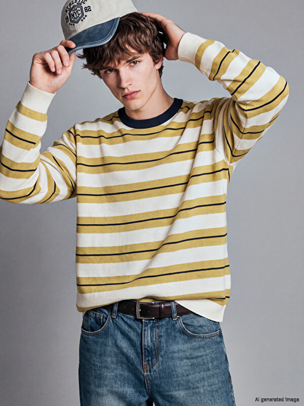 XSIDE Crew Neck Striped Men's Knitwear Sweater