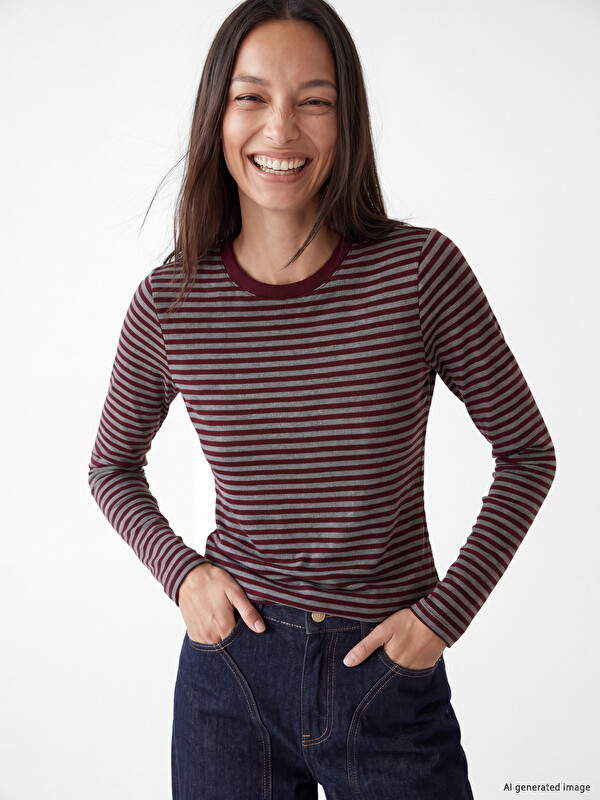LCW EVERYDAY Bisiklet Yaka Çizgili Kadın Body