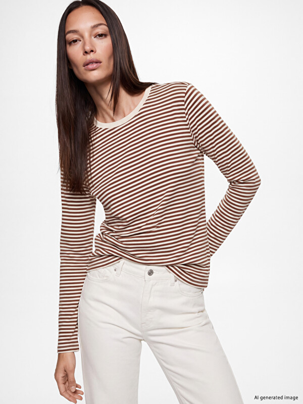 LCW EVERYDAY Bisiklet Yaka Çizgili Kadın Body
