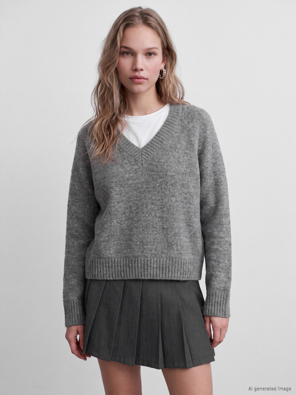LCW Vision Sequin Embellished Wool Blend Women's Knitwear Sweater
