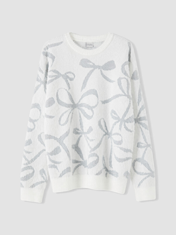LCW Kids Bow Patterned Girls' Knitwear Sweater