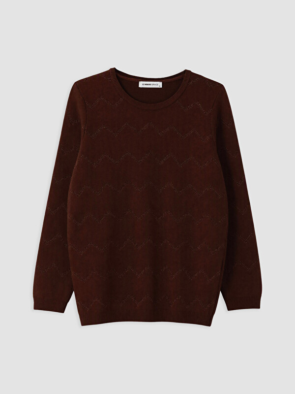 LCW Grace Crew Neck Zigzag Patterned Women's Knitwear Sweater