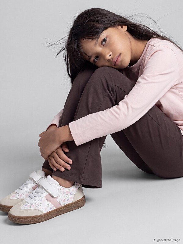 LCW STEPS Suede Look Flower Patterned Girls' Sneaker