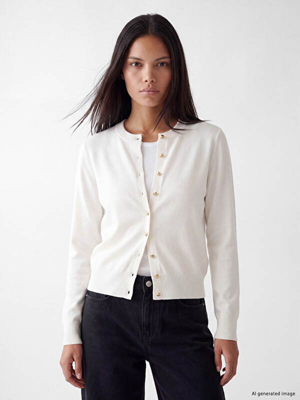 LCW Modest Crew Neck Women's Knitwear Cardigan