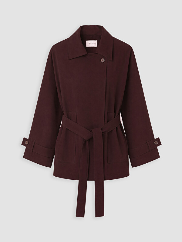 LCW STUDIO Kuşaklı Oversize Kadın Gabardin Ceket