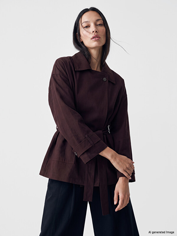 LCW STUDIO Sash Oversize Women's Gabardine Jacket