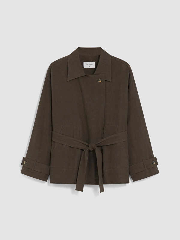 LCW STUDIO Kuşaklı Oversize Kadın Gabardin Ceket