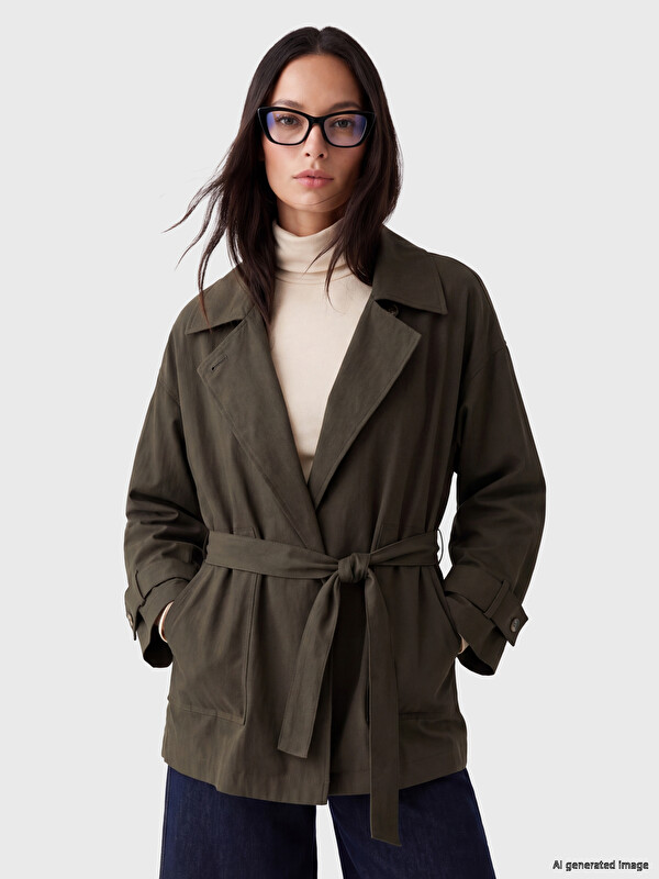LCW STUDIO Sash Oversize Women's Gabardine Jacket