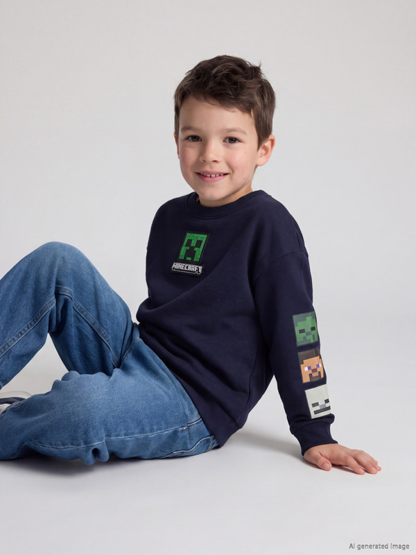 LCW Kids Minecraft Printed Boys' Thick Sweatshirt