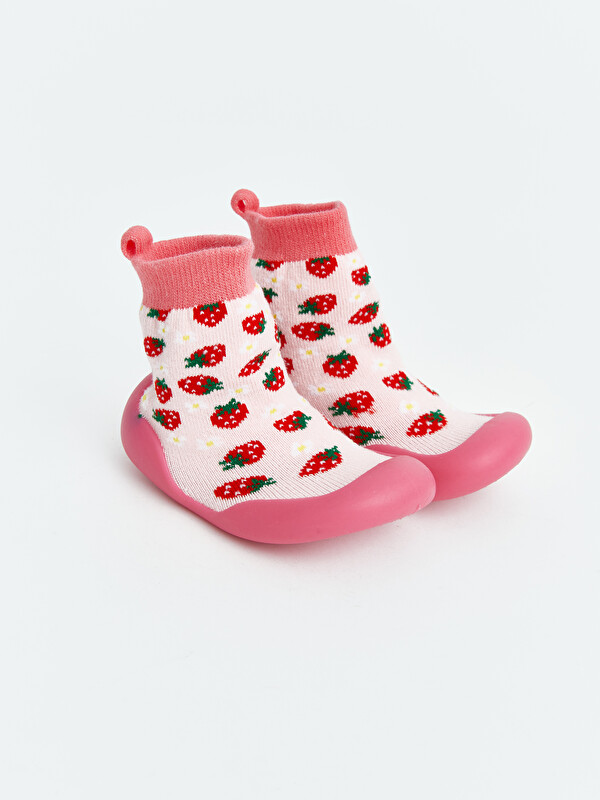 LCW STEPS Strawberry Patterned Girl Baby Sock Home Shoe