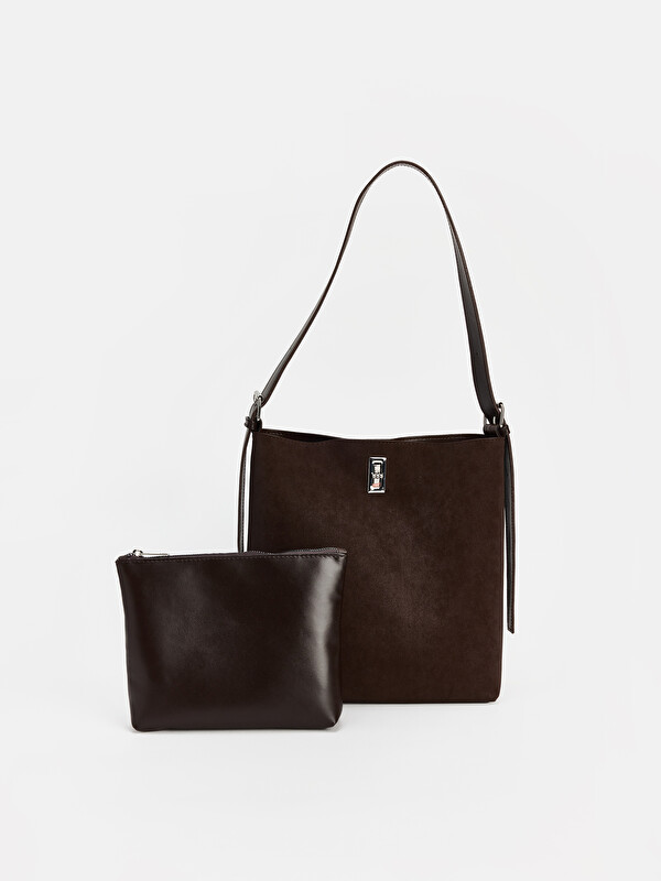 LCW ACCESSORIES Süet Görünümlü Kadın El ve Omuz Çantası