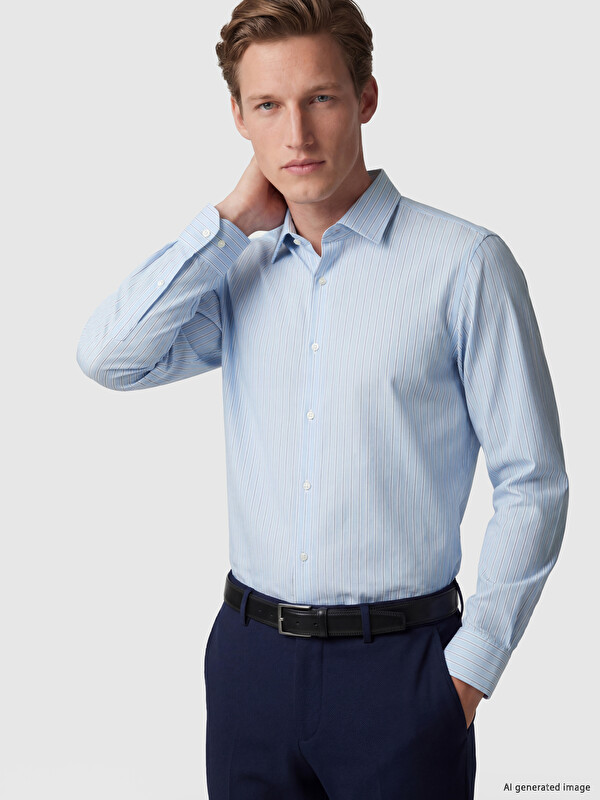 SOUTHBLUE Regular Fit Striped Gabardine Men's Shirt