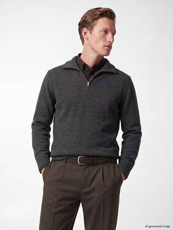 SOUTHBLUE Mock Neck Men's Knitwear Sweater