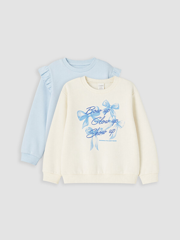 LC WAIKIKI Printed Frilled Sweatshirt Girls' 2 Pack