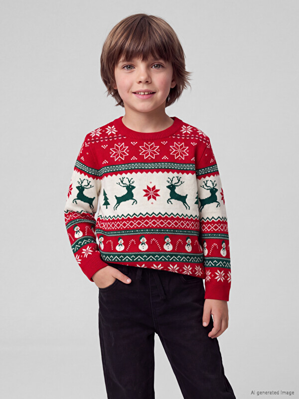 LCW Kids New Year Themed Boys' Knitwear Sweater