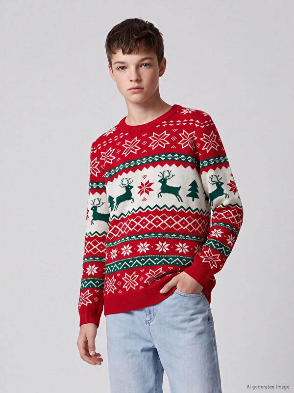 LCW Kids New Year Themed Boys' Knitwear Sweater