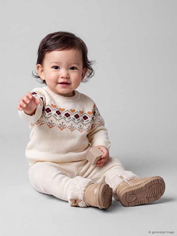 LCW baby Patterned Baby Girls' Knitwear Set