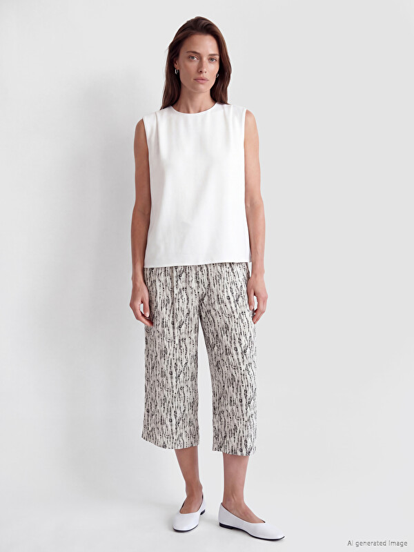 LCW Grace Capri de Femei Talie Elastică Cu Model