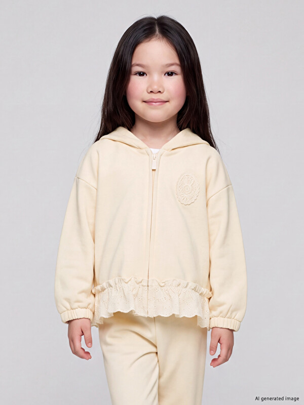 LCW Kids Hooded Embroidered Girls' Sweatshirt