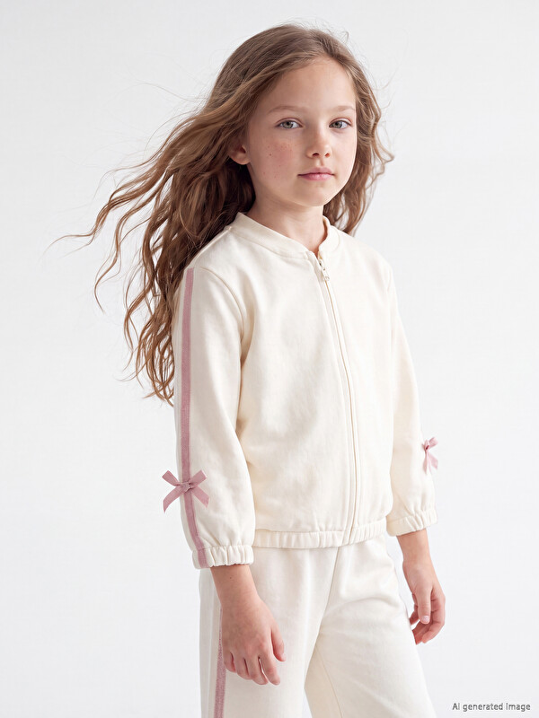 LCW Kids Bisiklet Yaka Kız Çocuk Fermuarlı Sweatshirt