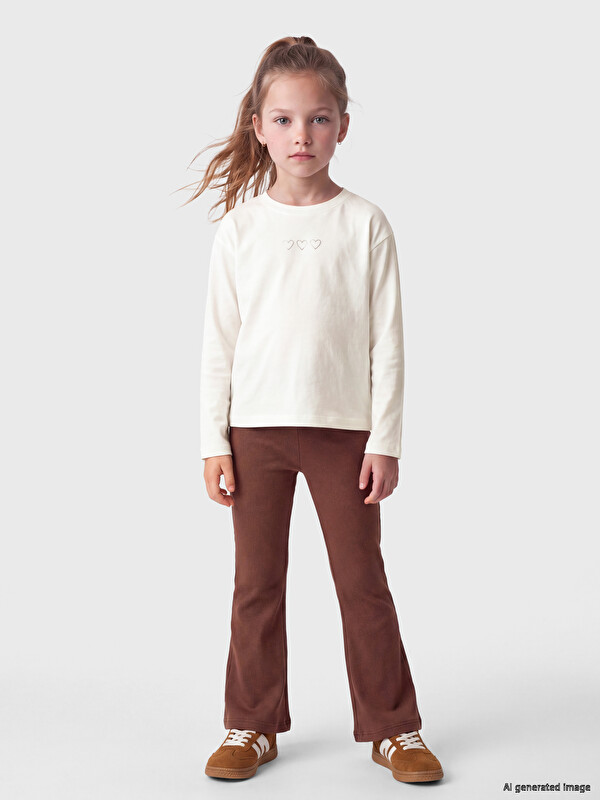 LCW Kids Leggins me bel normal me këmbë të zgjeruar për vajza