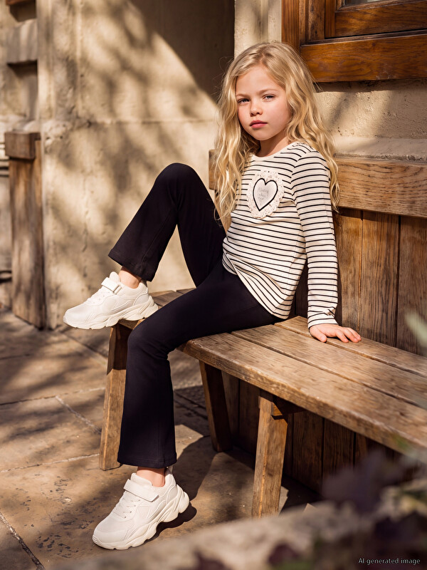 LCW Kids Leggins me bel elastik dhe këmbë të zgjeruar për vajza