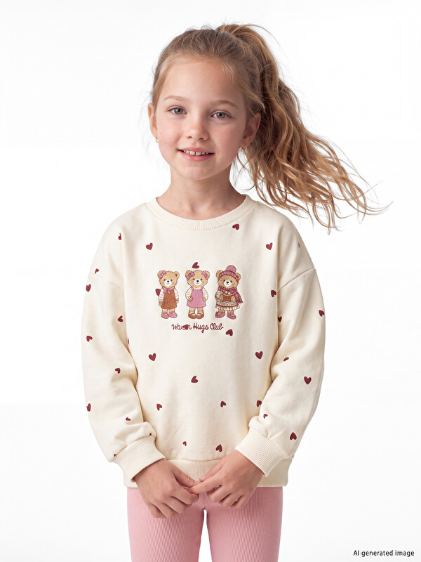 LCW Kids Printed Girls' Thick Sweatshirt