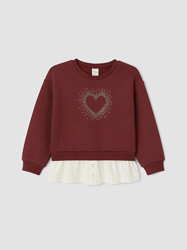 LCW Kids Taşlı Kız Çocuk Kalın Sweatshirt