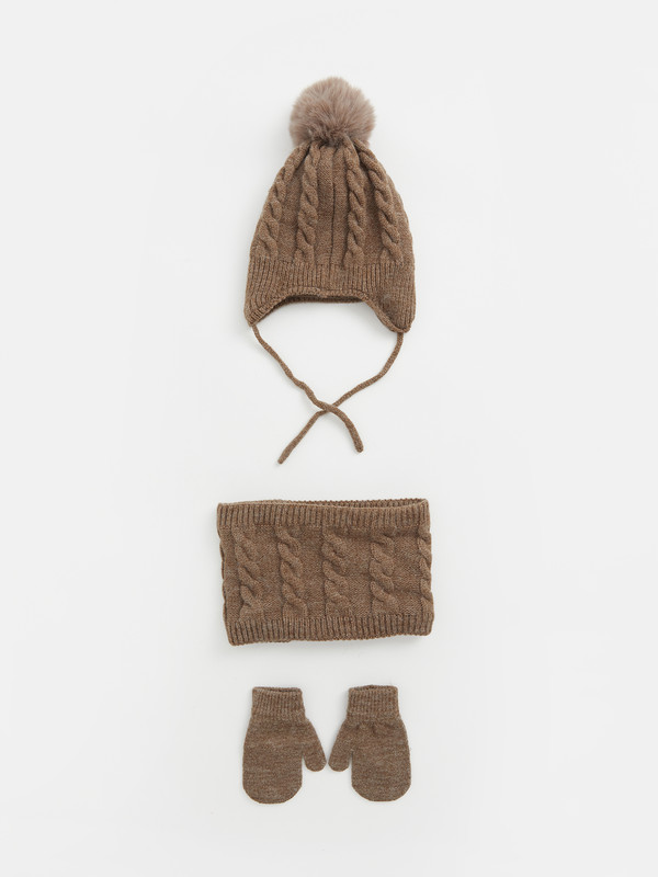 LCW ACCESSORIES Pleteni set šal, kapa i rukavice za bebe dječake