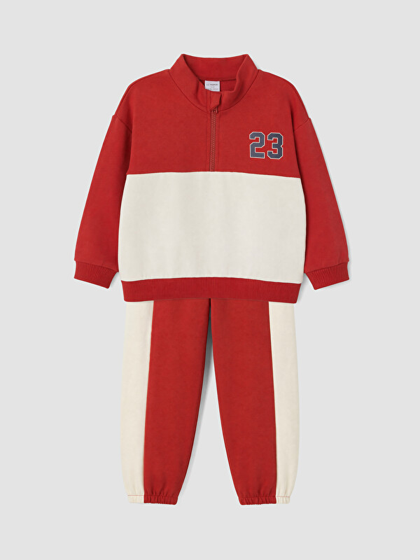 LCW baby Renk Bloklu Erkek Bebek Sweatshirt ve Eşofman Altı