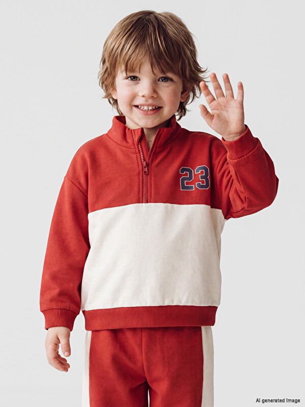 LCW baby Color Blocked Baby Boys' Sweatshirt and Sweatpants