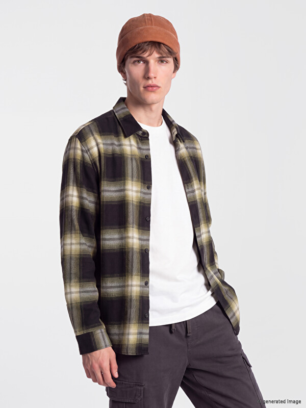XSIDE Regular Fit Plaid Flannel Men's Shirt