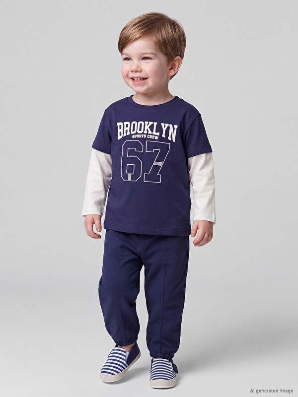LCW baby Crew Neck Brooklyn Printed Baby Boys' T-Shirt