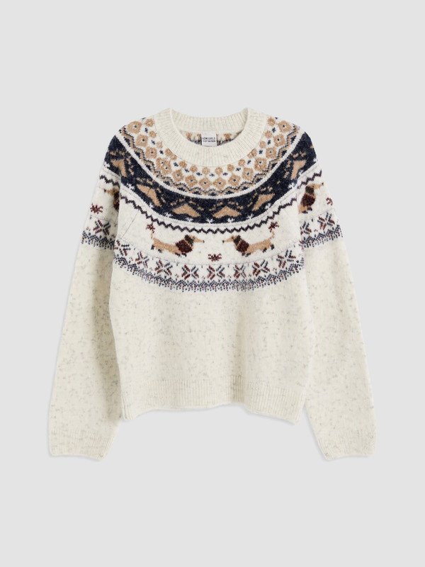 LCW Kids Crew Neck Girls' Printed Knitwear Sweater
