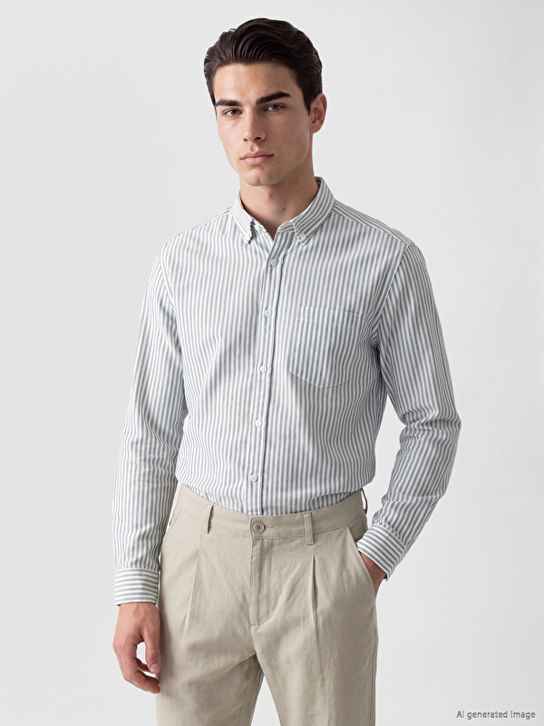LCWAIKIKI Classic Regular Fit prugasta oxford muška košulja