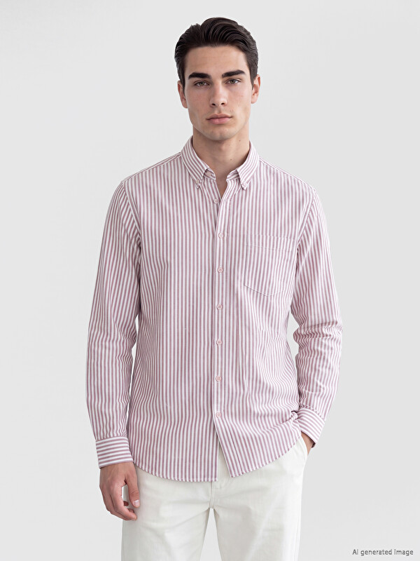 LCWAIKIKI Classic Regular Fit Striped Oxford Men's Shirt