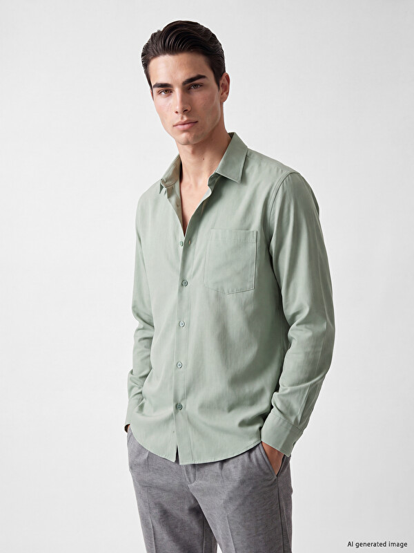 LCWAIKIKI Classic Regular Fit Gabardine Men's Shirt
