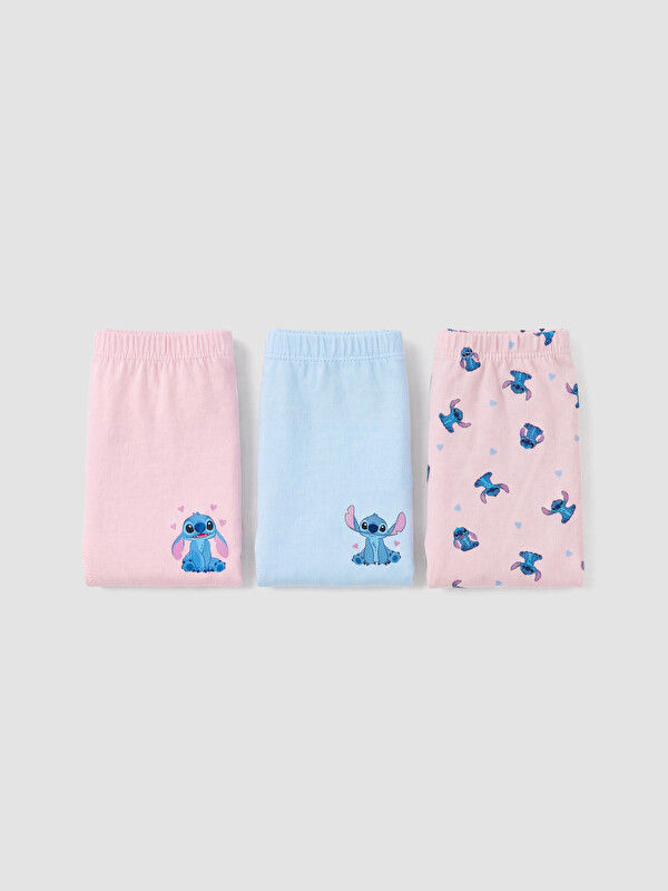 LCW Kids Stitch Baskılı Kız Çocuk 3'lü Boxer