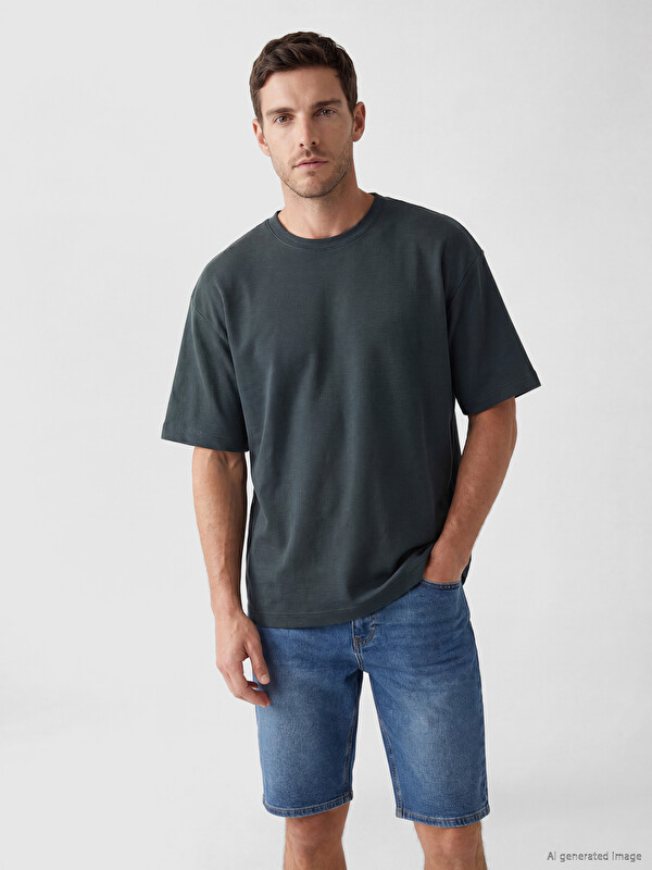 LC WAIKIKI Man Petrol T-Shirt